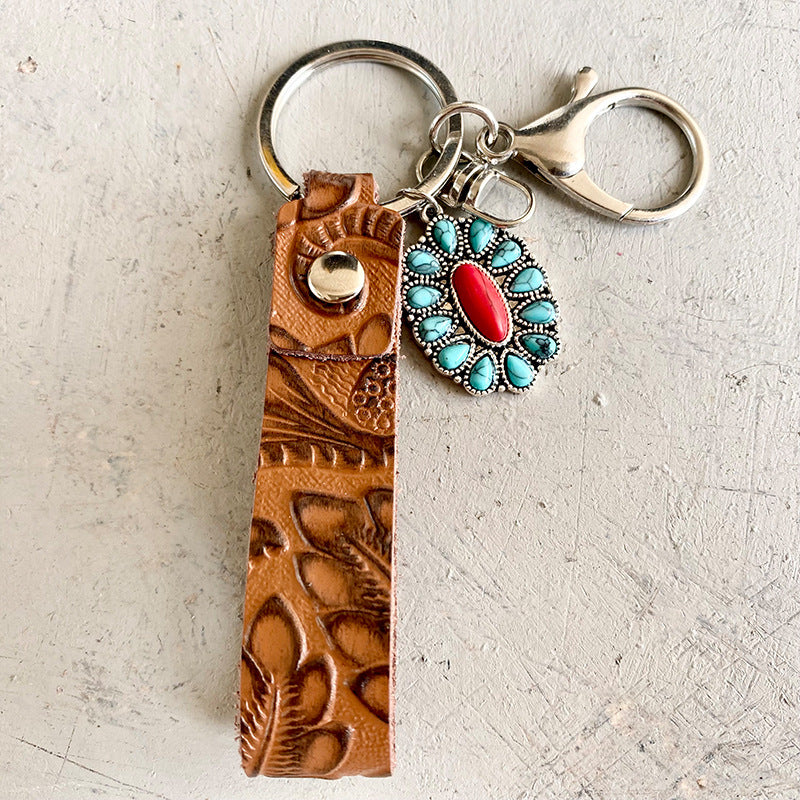 Hazel Blues® |  Turquoise Genuine Leather Key Chain