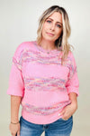 Hazel Blues® |  Multicolor Striped 3/4 Sleeve Loose Knit Sweater