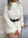 Hazel Blues® |  Decorative Button Turtleneck Sweater Dress