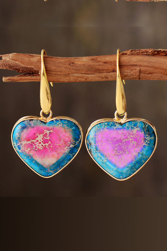 Hazel Blues® |  Natural Stone Heart Drop Earrings