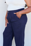 Hazel Blues® |  And The Why In The Mix Pleated Detail Linen Pants in Dark Navy