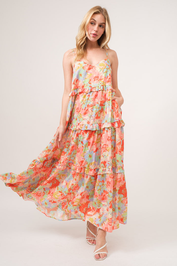 Hazel Blues® |  And The Why Floral Ruffled Tiered Maxi Cami Dress