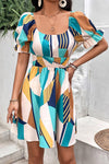 Hazel Blues® | Printed Smocked Waist Flounce Sleeve Dress - Hazel Blues®