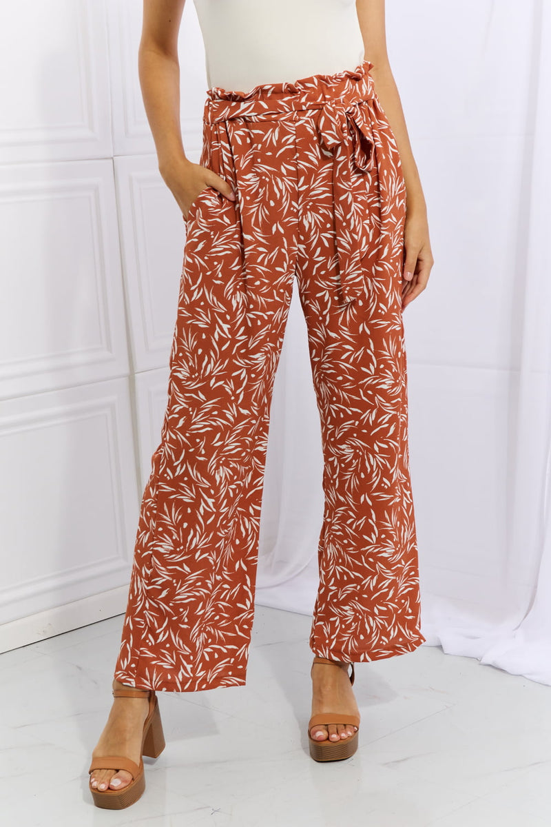 Hazel Blues® |  Heimish Right Angle Geometric Printed Pants in Red Orange