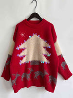 Hazel Blues® |  Sequin Christmas Tree & Reindeer Round Neck Sweater