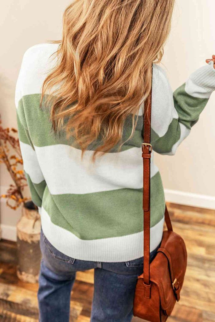 Hazel Blues® |  Color Block Round Neck Drop Shoulder Sweater