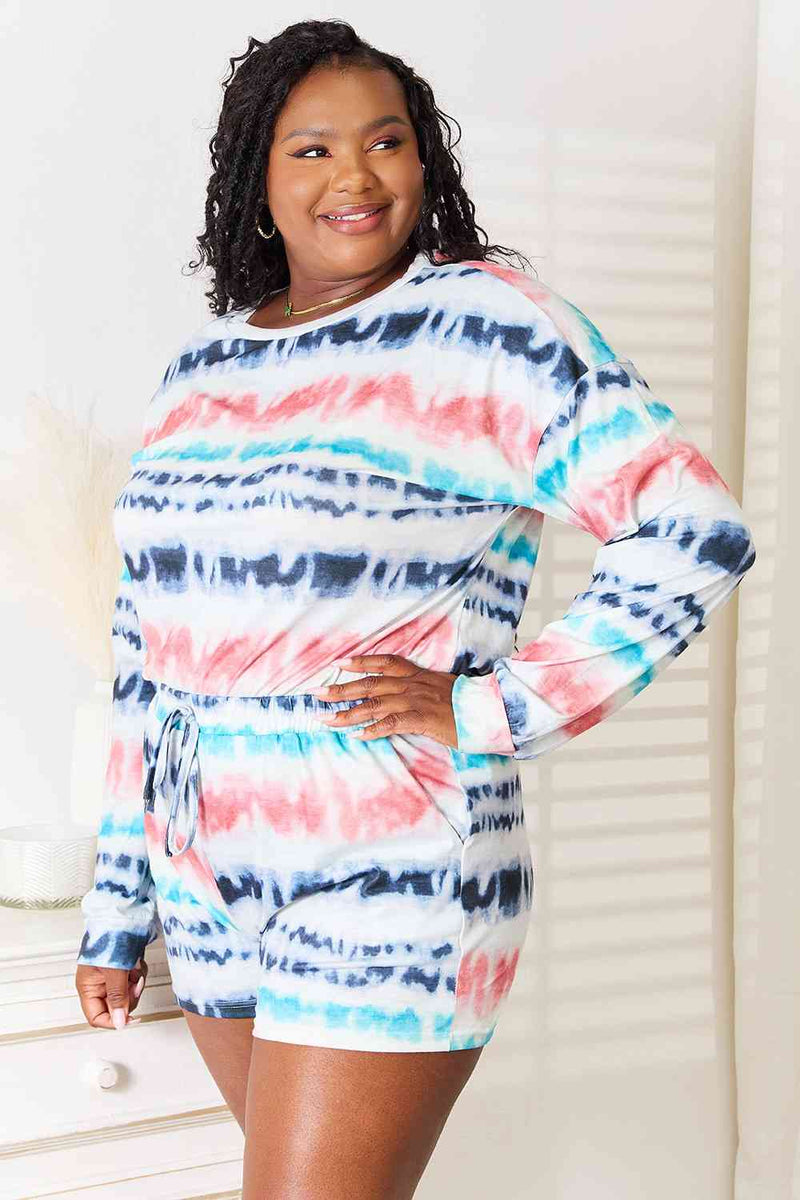 Hazel Blues® |  Double Take Tie-Dye Dropped Shoulder Lounge Set