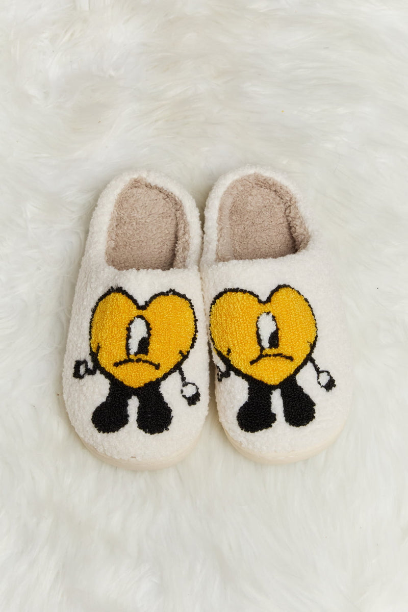 Hazel Blues® |  Melody Love Heart Print Plush Slippers