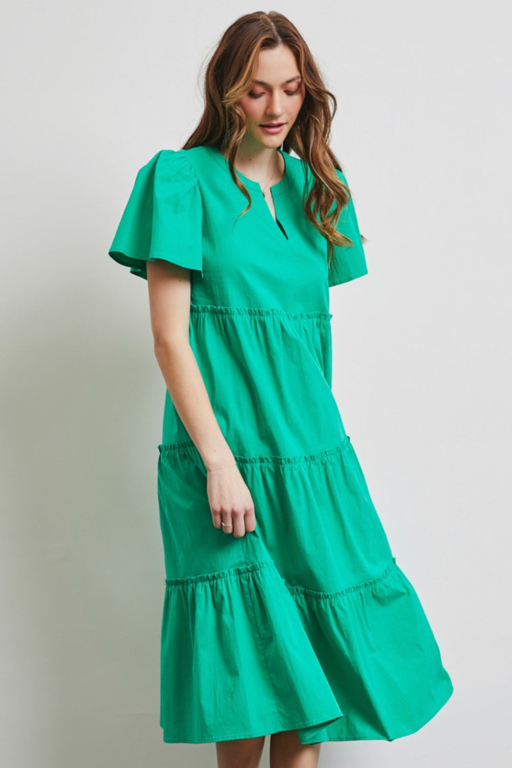 Hazel Blues® |  HEYSON Cotton Poplin Ruffled Tiered Midi Dress