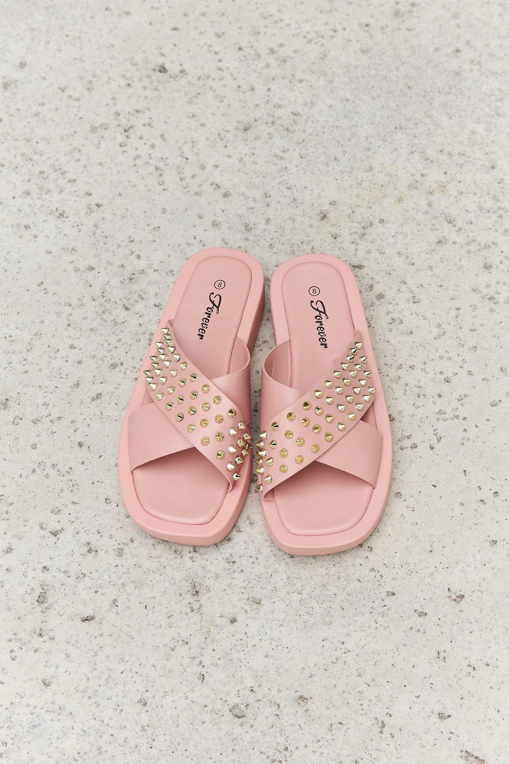 Hazel Blues® |  Studded Cross Strap Sandals in Blush