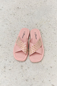 Hazel Blues® |  Studded Cross Strap Sandals in Blush