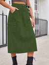 Hazel Blues® |  Slit Buttoned Denim Skirt with Pockets