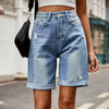 Hazel Blues® | Distressed Buttoned Denim Shorts with Pockets - Hazel Blues®