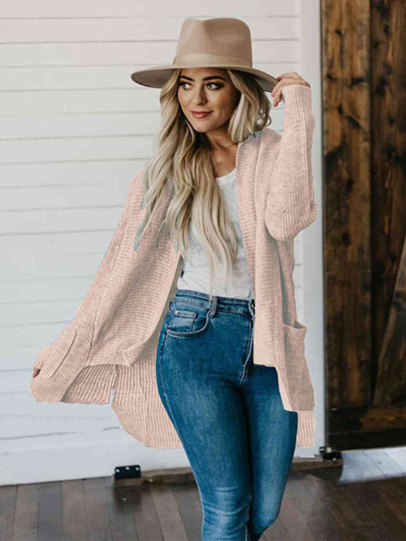 Hazel Blues® |  High-Low Open Front Cardigan with Pockets