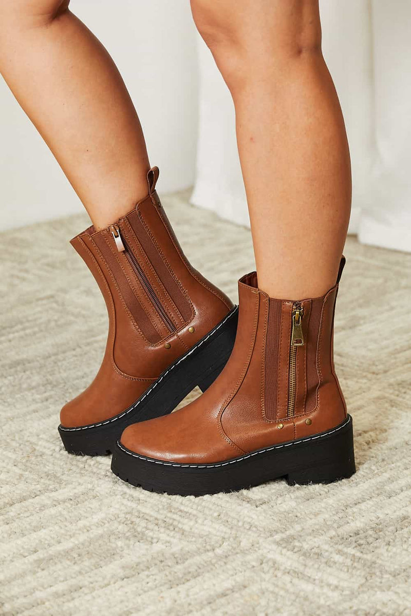 Hazel Blues® |  Forever Link Side Zip Platform Boots