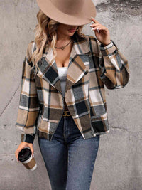 Hazel Blues® |  Plaid Collared Neck Long Sleeve Jacket