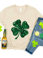 Hazel Blues® |  Lucky Clover Sequin Round Neck T-Shirt