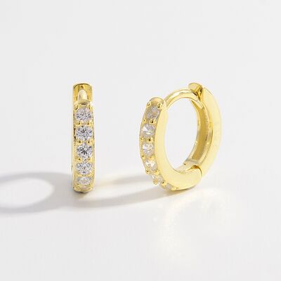 Hazel Blues® |  925 Sterling Silver Inlaid Zircon Huggie Earrings