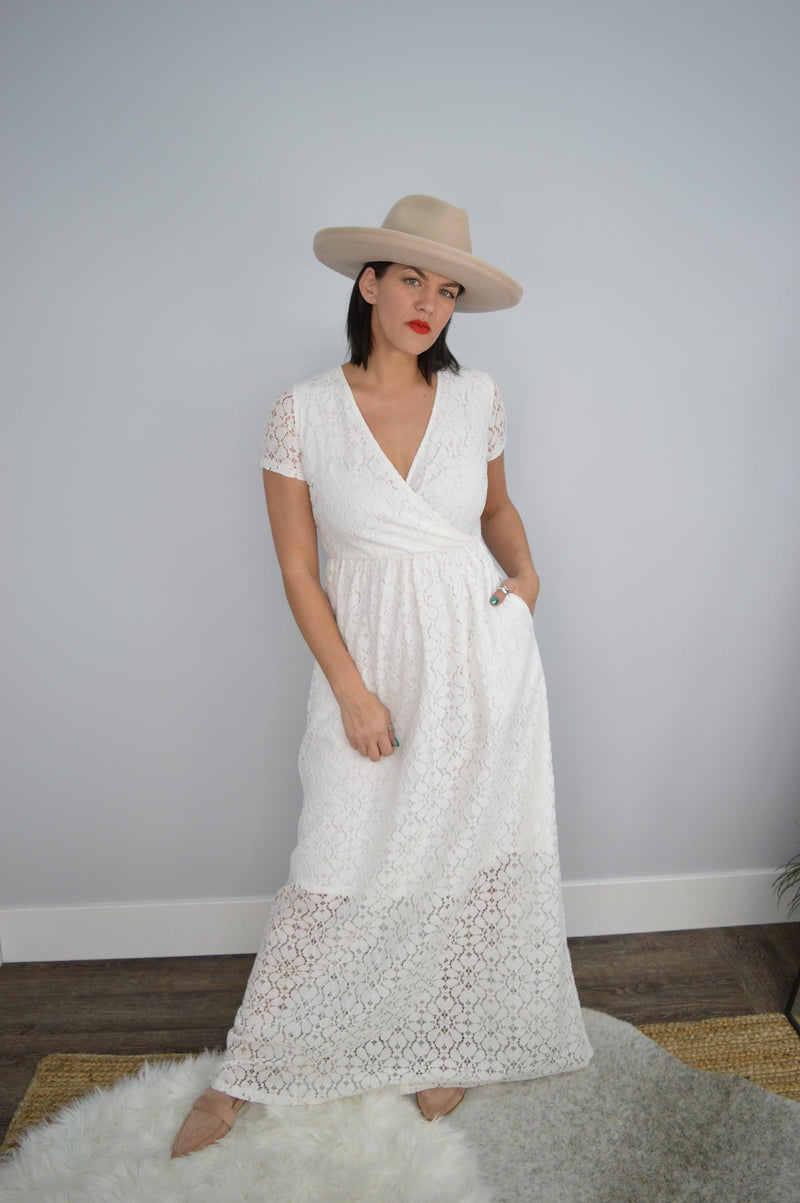 Hazel Blues Boho Dreams Lace Dress: Blanc - Tara Lynn's Boutique