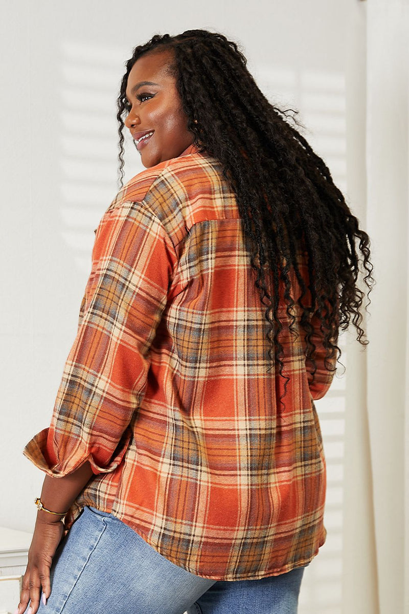 Hazel Blues® |  Double Take Plaid Dropped Shoulder Shirt