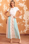 Hazel Blues® | Floral Color Block Smocked Waist Maxi Skirt - Hazel Blues®