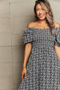 Hazel Blues® |  Floral Lace-Up Off-Shoulder Midi Dress