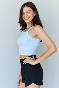 Hazel Blues® |  Ninexis Everyday Staple Soft Modal Short Strap Ribbed Tank Top in Blue