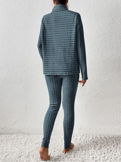 Hazel Blues® |  Ribbed Turtleneck Top and Pants Set