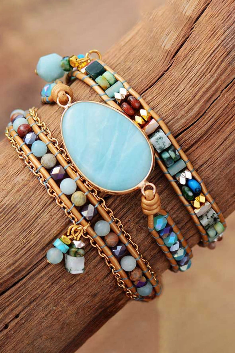 Hazel Blues® |  Handmade Natural Stone Beaded Triple Layer Bracelet