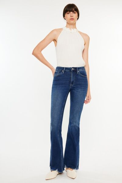 Hazel Blues® |  Kancan Cat's Whiskers Raw Hem Flare Jeans