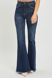 Hazel Blues® |  RISEN High Waist Raw Hem Flare Jeans