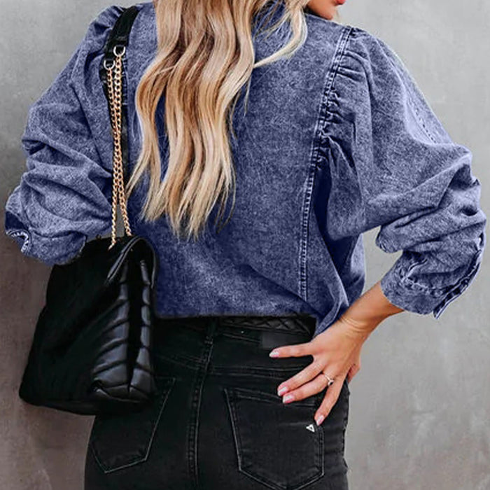 Hazel Blues® |  Collared Neck Buttoned Denim Shirt