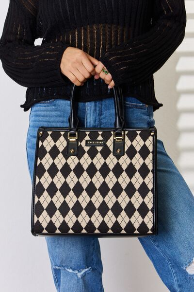 Hazel Blues® |  David Jones Argyle Pattern PU Leather Handbag