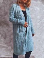 Hazel Blues® |  Button Up Cable-Knit Cardigan with Pockets