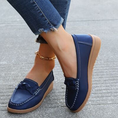 Hazel Blues® |  Weave Wedge Heeled Loafers