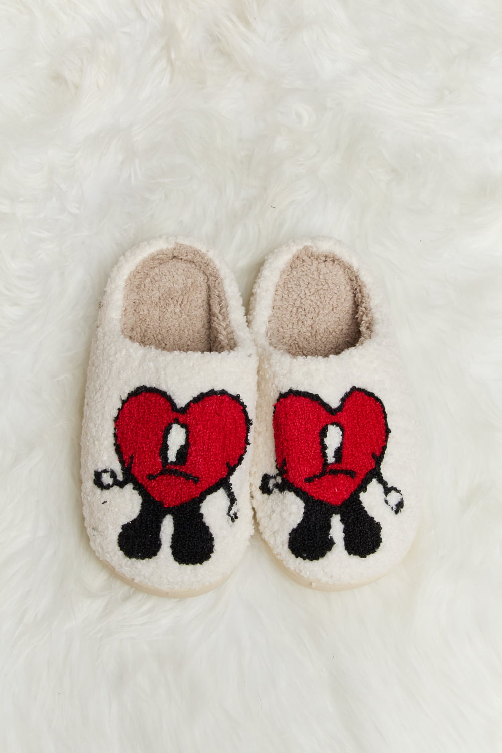 Hazel Blues® |  Melody Love Heart Print Plush Slippers