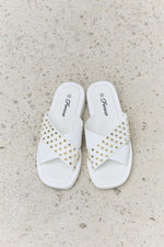 Hazel Blues® |  Studded Cross Strap Sandals in White