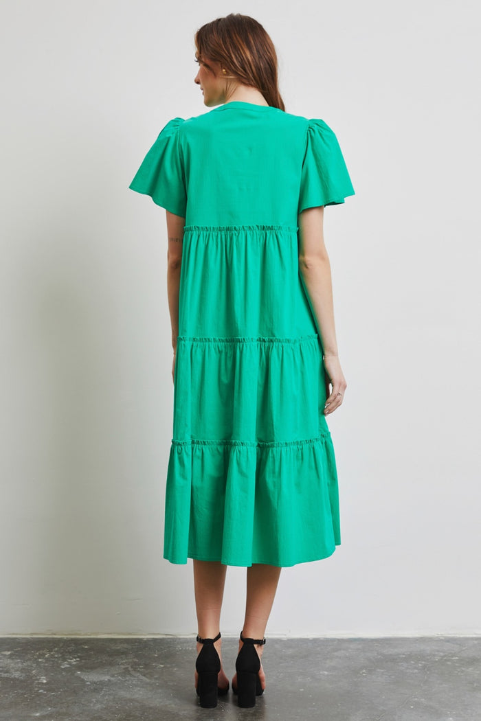 Hazel Blues® |  HEYSON Cotton Poplin Ruffled Tiered Midi Dress