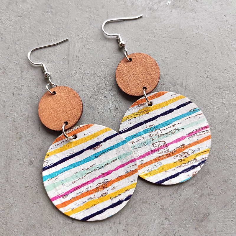 Hazel Blues® |  Round Shape Wooden Dangle Earrings