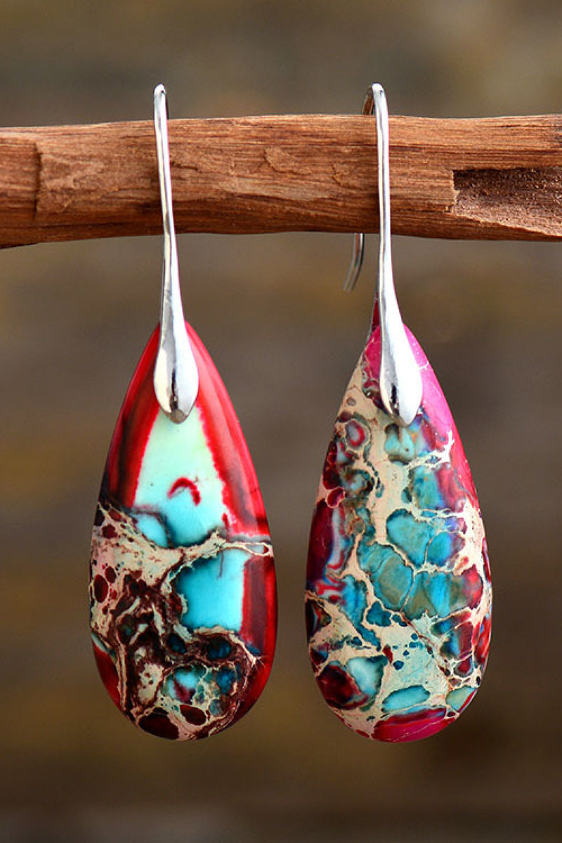 Hazel Blues® |  Handmade Teardrop Shape Natural Stone Dangle Earrings