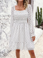 Hazel Blues® |  Smocked Polka Dot Long Sleeve Dress