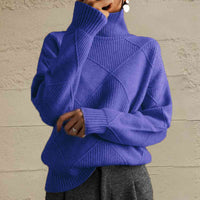 Hazel Blues® |  Geometric Turtleneck Long Sleeve Sweater