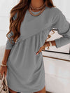 Hazel Blues® |  Ruched Round Neck Long Sleeve Dress