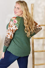 Hazel Blues® |  Hailey & Co Waffle-Knit Leopard Blouse