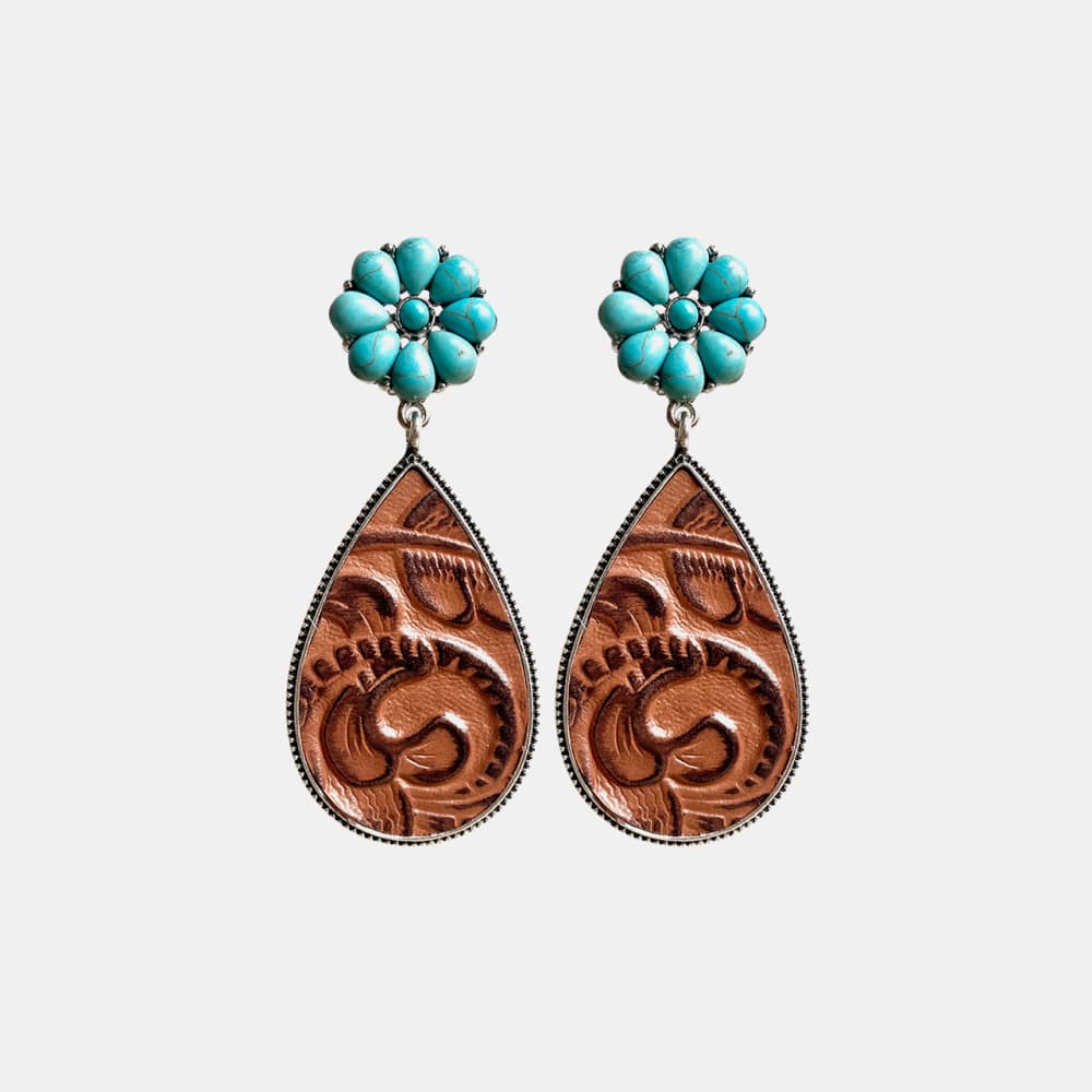 Hazel Blues® |  Turquoise Flower Teardrop Earrings