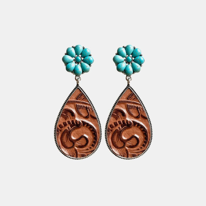 Hazel Blues® |  Turquoise Flower Teardrop Earrings