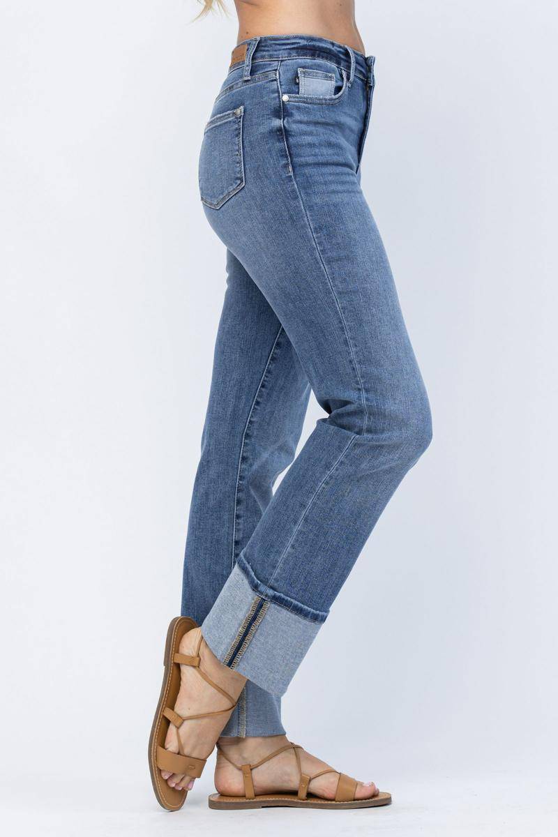 Hazel Blues® |  Judy Blue High Waist Straight Leg Jeans with Wide Cuff