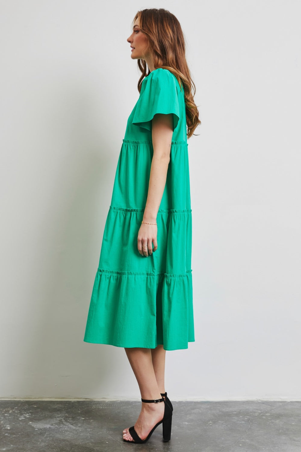 Hazel Blues® |  HEYSON Cotton Poplin Ruffled Tiered Midi Dress