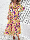 Hazel Blues® |  Cutout Printed V-Neck Balloon Sleeve Dress
