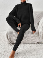 Hazel Blues® |  Ribbed Turtleneck Top and Pants Set